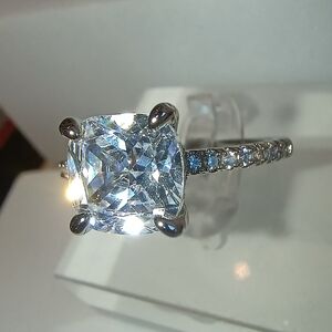 Womens Silver-Plated Brass Ring With Cubic Zirconia For Engagement & Anniversary